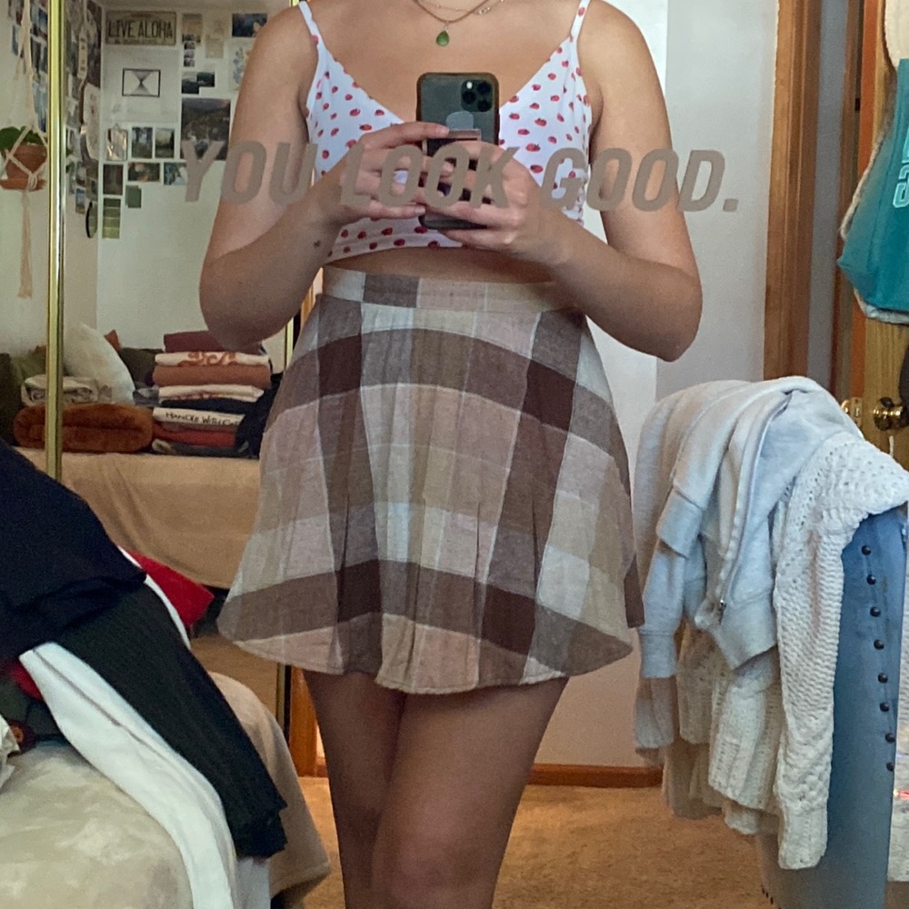 NWOT URBAN OUTFITTERS reworked plaid brown pleated skirt